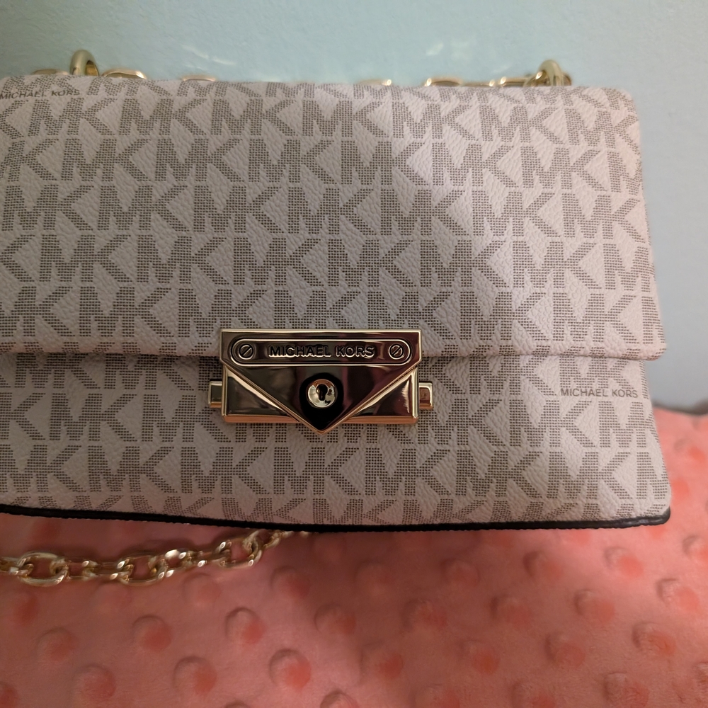 Michael Kors Gray Shoulder Bag with Monogram Pattern